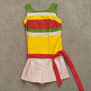 60s / 70s Romper - Vintage One Piece Skort Bright & Super FUN!!